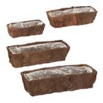 Lot de 4 jardinières Marron - Bois manufacturé - Fibres naturelles - Matière plastique - 58 x 14 x 20 cm