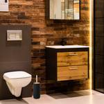 Porte-brosse WC céramique Brosse WC Noir - Marron - Argenté - Bambou - Céramique - Métal - 10 x 34 x 10 cm