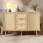 Sideboard Natur Ⅲ Beige - Holzwerkstoff - Rattan - Massivholz - 40 x 82 x 120 cm