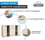 FURNIX Enfilade SARAI sans LED Marron chevreuil - Imitation chêne parqueté - Blanc