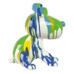 statue chien assis peinture bleu/vert Porcelaine - 27 x 28 x 27 cm