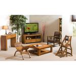 Console moderne 2 tiroirs en teck Marron - En partie en bois massif - 30 x 75 x 90 cm