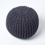 Runder Strickpouf 100% Baumwolle Schwarz