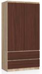 Kleiderschrank S90 2T 2S CLP Eiche Sonoma Dekor - Wenge Dekor