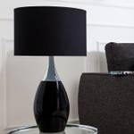Lampe de table YIRMA Noir - Gris - Métal - Textile - 30 x 60 x 30 cm