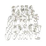 Plätzchen Ausstecher Buchstaben & Zahlen Silber - Metall - 7 x 8 x 2 cm