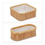 Lot de 3 paniers de rangement en bambou Marron - Blanc - Bambou - Bois manufacturé - Textile - 34 x 13 x 34 cm