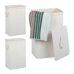 Lot de 3 paniers à linge bambou blanc Blanc crème - Blanc