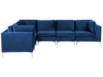 Ecksofa EVJA Blau - Marineblau - 300 x 235 cm - Armlehne davorstehend links - Ecke davorstehend rechts