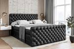 Boxspringbett BOXI8-Z KING Hochglanz Schwarz - Breite: 200 cm