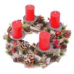 HWC-H50 Holz mit Kerzen Adventskranz rot