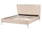 Lit double MIRIBEL Beige - Doré - Largeur : 187 cm