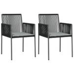 Gartenstuhl 364102 (2er Set) Schwarz - Metall - Polyrattan - 54 x 83 x 60 cm