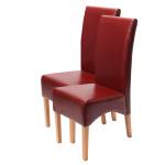 Chaise capitonnée Latina (lot de 2) Rouge - Marron