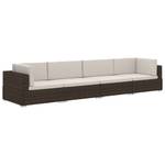 Garten-Sofagarnitur (4-teilig) 3000474-2 Braun - Metall - Polyrattan - 70 x 54 x 280 cm