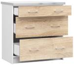 Meuble de Cuisine bas LIMA 80 3S Marron - Blanc - Bois manufacturé - 80 x 82 x 45 cm