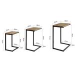 Lot de 3 Tables d'appoint FBT102-F Marron - Bois manufacturé - 46 x 61 x 30 cm