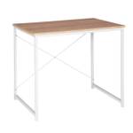 Schreibtisch Steven Braun - Weiß - Holzwerkstoff - Metall - 80 x 70 x 60 cm