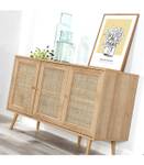 Sideboard 3-türig mit Rattangeflecht Braun - Holzwerkstoff - 39 x 70 x 120 cm