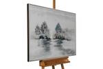 Acrylbild gerahmt Spaziergang im Herbst Blau - Grau - Massivholz - Textil - 100 x 75 x 4 cm