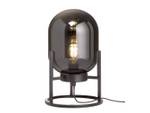 LED Tischlampe Nachttischlampe Rauchglas Schwarz - Glas - Metall - 21 x 34 x 34 cm
