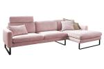 Sofa RICARDA Ecksofa Cord Pink - Ecke davorstehend rechts - Longchair davorstehend rechts