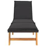 Chaise longue 319723 Noir - Métal - Polyrotin - Bois/Imitation - 54 x 87 x 200 cm