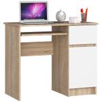 Bureau d'ordinateur Piksel droit CLP Imitation chêne de Sonoma - Blanc