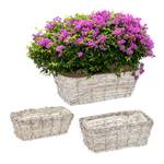 Rechteckiger Blumentopf im 3er Set Braun - Weiß - Metall - Kunststoff - Rattan - 35 x 13 x 19 cm