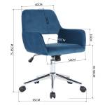 Chaise de bureau bleu tissu ROSS CHROME VELVET DARK BLUE