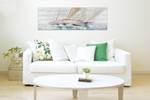 Tableau peint Appel à l'Aventure Blanc - Bois massif - Textile - 150 x 50 x 4 cm
