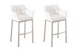 Tabouret de bar DAMASO Lot de 2 Blanc - Argenté