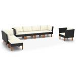 Garten-Sofa-Set (8-teilig) 3011728-2 Schwarz