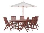 Gartenset TOSCANA 8-tlg Beige - Eiche Dunkel - Rot