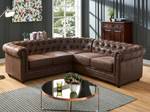 Canapé CHESTERFIELD Marron - Textile - 220 x 74 x 220 cm