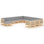 Garten-Lounge-Set (12-teilig) 3009732-2 Grau - Holz