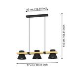 Pendelleuchte Maccles Stahl / Holzwerkstoff - 3-flammig