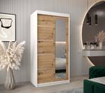 Armoire à portes coulissantes promo v2 Imitation chêne - Blanc - Largeur : 100 cm - 2 porte