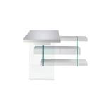 Bürotisch in Weiß und Glas Weiß - Holzwerkstoff - Glas - 140 x 75 x 127 cm