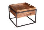 PANAMA Couchtisch Schwarz - Braun - Metall - Massivholz - Holzart/Dekor - 60 x 47 x 60 cm