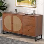 Sideboard Natur Ⅱ Braun - Holzwerkstoff - Metall - Polyrattan - 40 x 75 x 130 cm