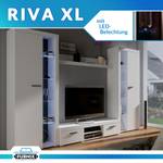 RIVAY XL Wohnwand 300 cm Weiß mit LED Weiß