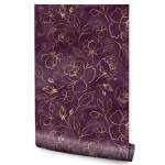 Tapete BLUMEN Rosen Abstraktion Line Art Beige - Braun - Violett - Papier - Textil - 53 x 1000 x 1000 cm