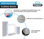 RIVAY Wohnwand 270cm Weiß-Beton ohne LED Beton Dekor - Grau - Weiß