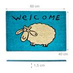 Paillasson en fibres de coco Welcome Bleu - Blanc - Fibres naturelles - Matière plastique - 40 x 2 x 60 cm