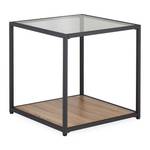 Table d'appoint carrée Noir - Marron - Bois manufacturé - Verre - Métal - 50 x 50 x 50 cm