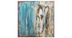 Tableau peint Shower of Crystals Bleu - Marron - Bois massif - Textile - 80 x 80 x 4 cm