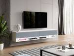 FURNIX meuble tv ALYX avec LED Gris brillant - Blanc