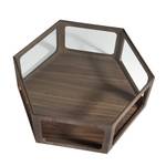 Table basse en bois de noyer et verre Marron - Verre - Bois massif - Bois/Imitation - 92 x 34 x 80 cm