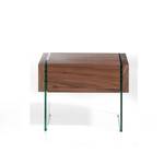 Nachttisch aus Walnuss und Glas Braun - Glas - Massivholz - Holzart/Dekor - 58 x 43 x 39 cm